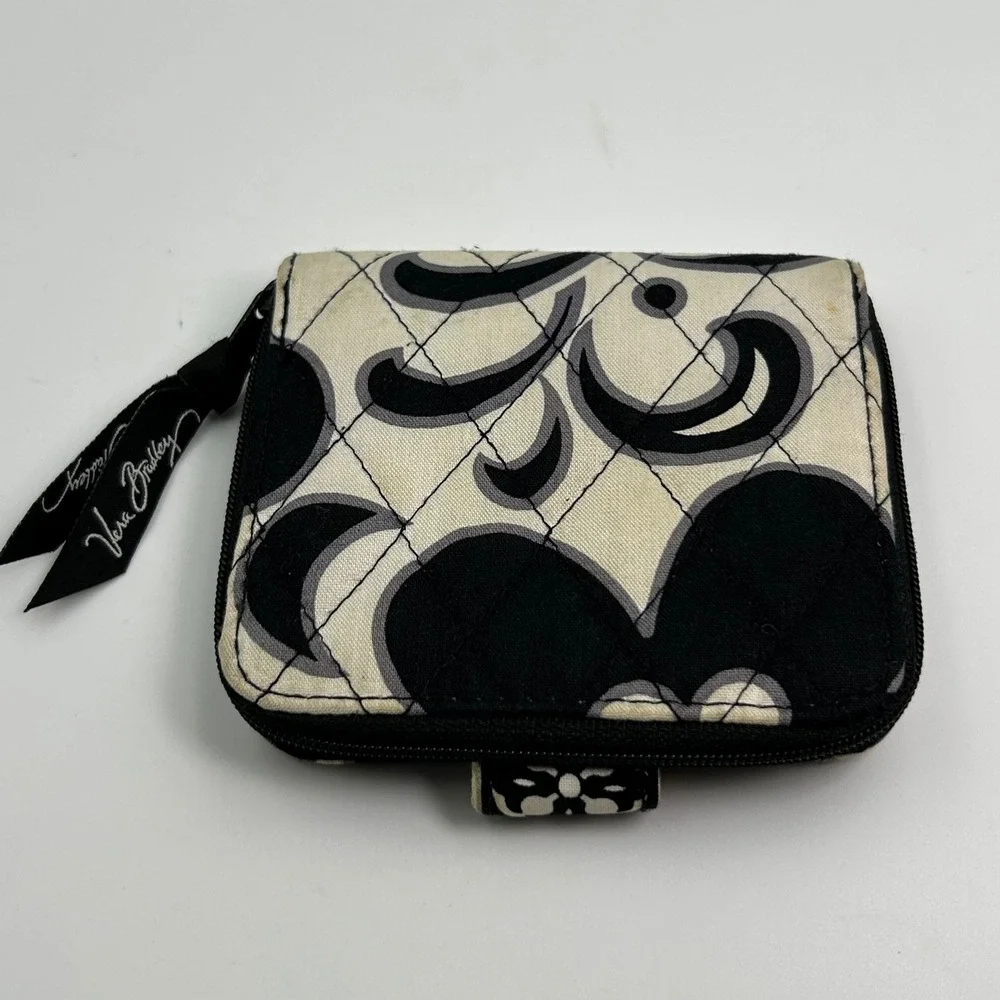 Vera Bradley Bifold Wallet Women OS Black White Good Quilted Night and Day - Picture 2 of 6